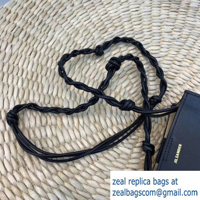 Jil Sander Tangle Small Leather Crossbody and Shoulder Bag Black