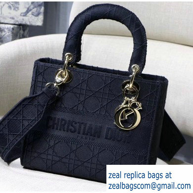Lady Dior Medium Bag in Embroidered Canvas Black 2020