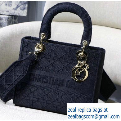 Lady Dior Medium Bag in Embroidered Canvas Black 2020 - Click Image to Close