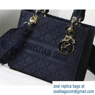 Lady Dior Medium Bag in Embroidered Canvas Black 2020