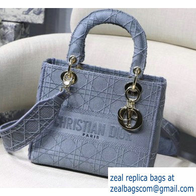 Lady Dior Medium Bag in Embroidered Canvas Gray 2020
