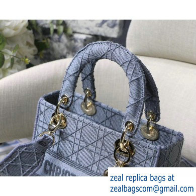 Lady Dior Medium Bag in Embroidered Canvas Gray 2020