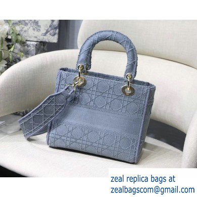 Lady Dior Medium Bag in Embroidered Canvas Gray 2020