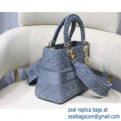 Lady Dior Medium Bag in Embroidered Canvas Gray 2020