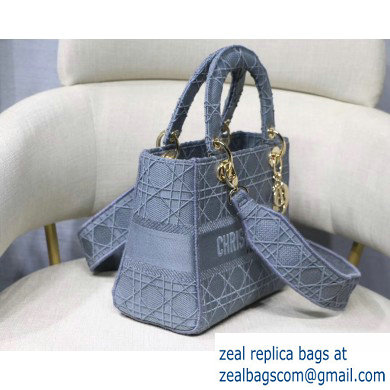 Lady Dior Medium Bag in Embroidered Canvas Gray 2020 - Click Image to Close