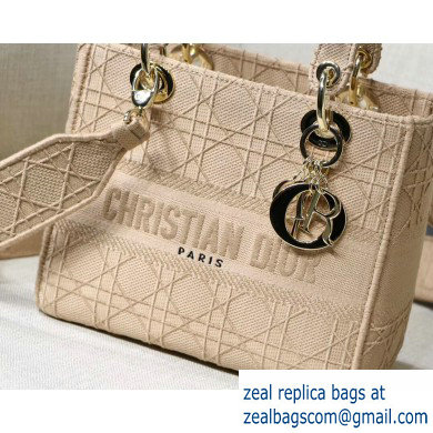 Lady Dior Medium Bag in Embroidered Canvas Nude 2020 - Click Image to Close