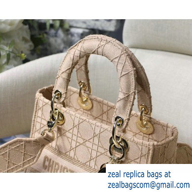 Lady Dior Medium Bag in Embroidered Canvas Nude 2020