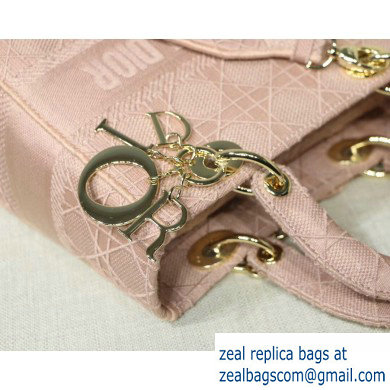 Lady Dior Medium Bag in Embroidered Canvas Pink 2020