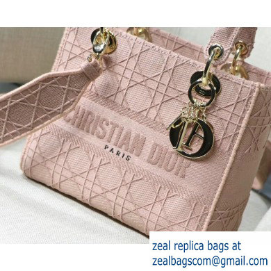Lady Dior Medium Bag in Embroidered Canvas Pink 2020