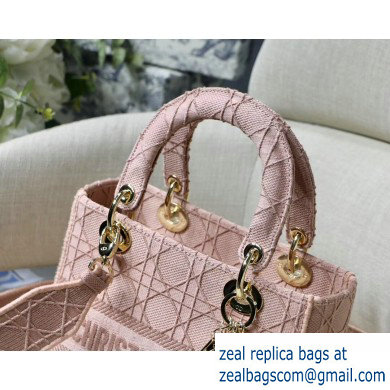 Lady Dior Medium Bag in Embroidered Canvas Pink 2020