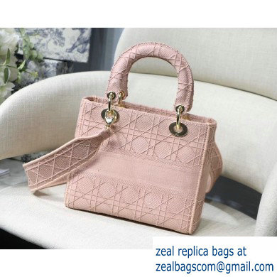 Lady Dior Medium Bag in Embroidered Canvas Pink 2020