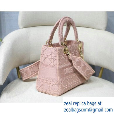 Lady Dior Medium Bag in Embroidered Canvas Pink 2020