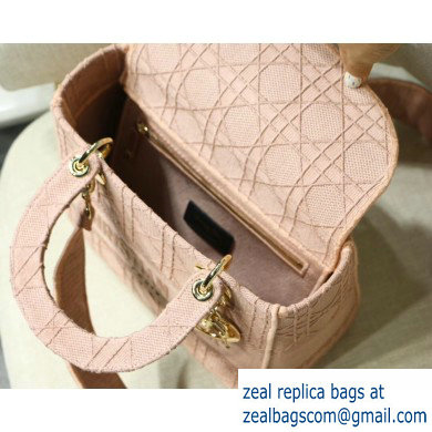 Lady Dior Medium Bag in Embroidered Canvas Pink 2020