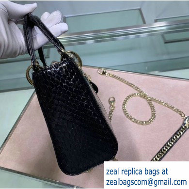 Lady Dior Mini Bag with Chain in Python Black - Click Image to Close