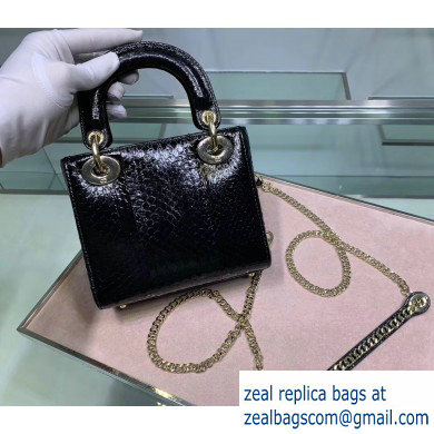 Lady Dior Mini Bag with Chain in Python Black - Click Image to Close