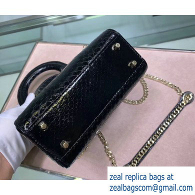 Lady Dior Mini Bag with Chain in Python Black