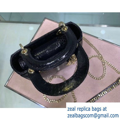 Lady Dior Mini Bag with Chain in Python Black