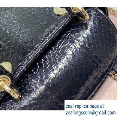 Lady Dior Mini Bag with Chain in Python Black - Click Image to Close