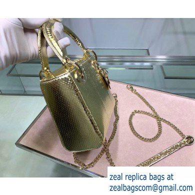 Lady Dior Mini Bag with Chain in Python Gold