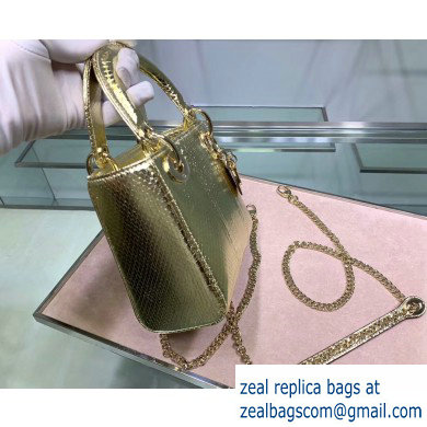 Lady Dior Mini Bag with Chain in Python Gold - Click Image to Close