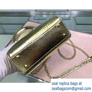 Lady Dior Mini Bag with Chain in Python Gold - Click Image to Close