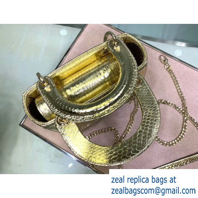 Lady Dior Mini Bag with Chain in Python Gold