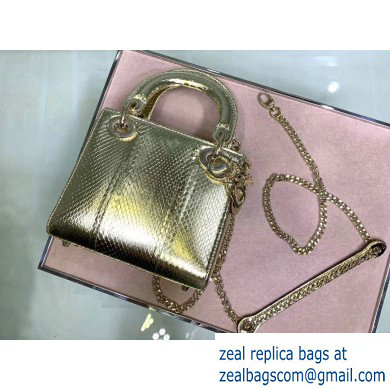 Lady Dior Mini Bag with Chain in Python Gold