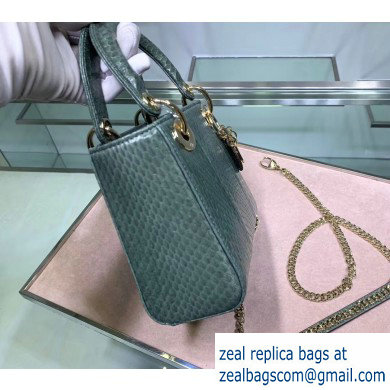 Lady Dior Mini Bag with Chain in Python Mint Green