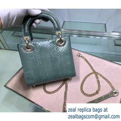 Lady Dior Mini Bag with Chain in Python Mint Green