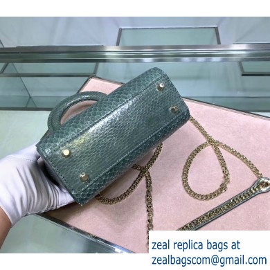 Lady Dior Mini Bag with Chain in Python Mint Green