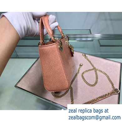 Lady Dior Mini Bag with Chain in Python Nude Pink