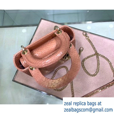 Lady Dior Mini Bag with Chain in Python Nude Pink - Click Image to Close