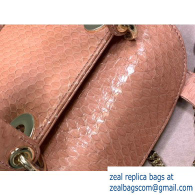 Lady Dior Mini Bag with Chain in Python Nude Pink