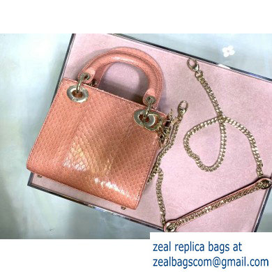 Lady Dior Mini Bag with Chain in Python Nude Pink