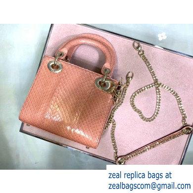 Lady Dior Mini Bag with Chain in Python Nude Pink - Click Image to Close