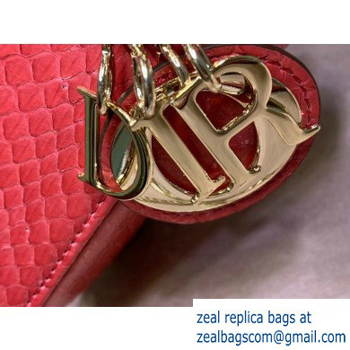 Lady Dior Mini Bag with Chain in Python Peach Red - Click Image to Close