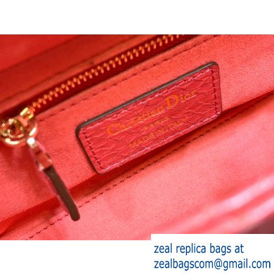 Lady Dior Mini Bag with Chain in Python Peach Red