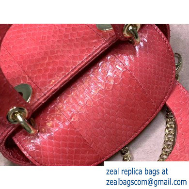 Lady Dior Mini Bag with Chain in Python Peach Red