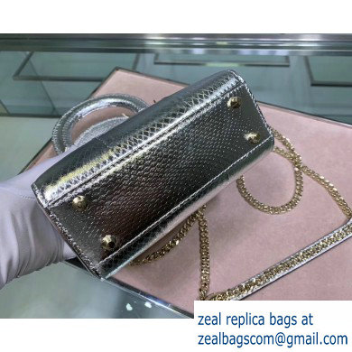 Lady Dior Mini Bag with Chain in Python Silver