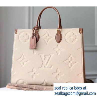 Louis Vuitton Monogram Empreinte Giant Onthego Tote Bag GM Creamy