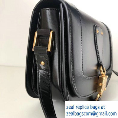 Valentino Small VLocker Leather Saddle Bag Black 2020