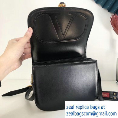 Valentino Small VLocker Leather Saddle Bag Black 2020