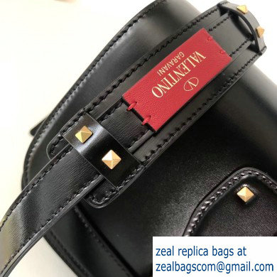 Valentino Small VLocker Leather Saddle Bag Black 2020