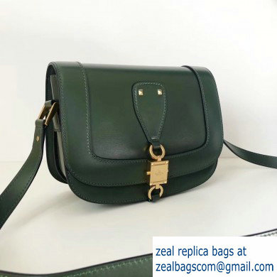 Valentino Small VLocker Leather Saddle Bag Green 2020 - Click Image to Close