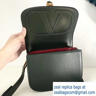 Valentino Small VLocker Leather Saddle Bag Green 2020