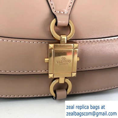 Valentino Small VLocker Leather Saddle Bag Nude 2020 - Click Image to Close