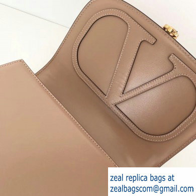Valentino Small VLocker Leather Saddle Bag Nude 2020