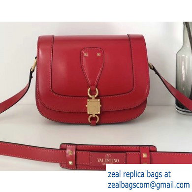 Valentino Small VLocker Leather Saddle Bag Red 2020 - Click Image to Close