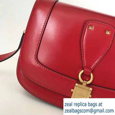 Valentino Small VLocker Leather Saddle Bag Red 2020