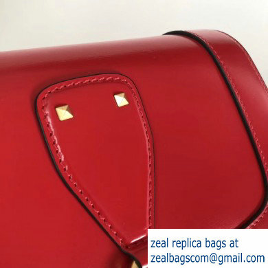 Valentino Small VLocker Leather Saddle Bag Red 2020